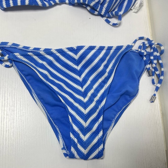 Polo Ralph Lauren Blue White Chevron Bikini Set Top L Bottom M - Picture 4 of 9